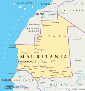 Mauritania map with capital Nouakchott