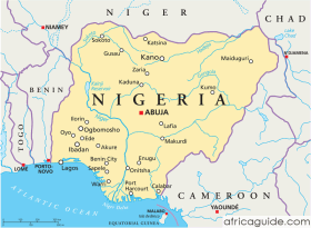 Nigeria map with capital Abuja