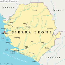 Sierra Leone map with capital Freetown