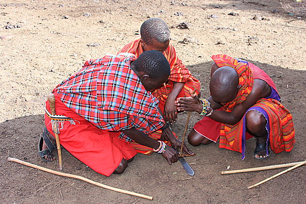 Masai making fire